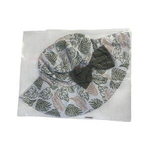 Baby Girl Leaf Print Sun Hat With Bow 12 Months Green New